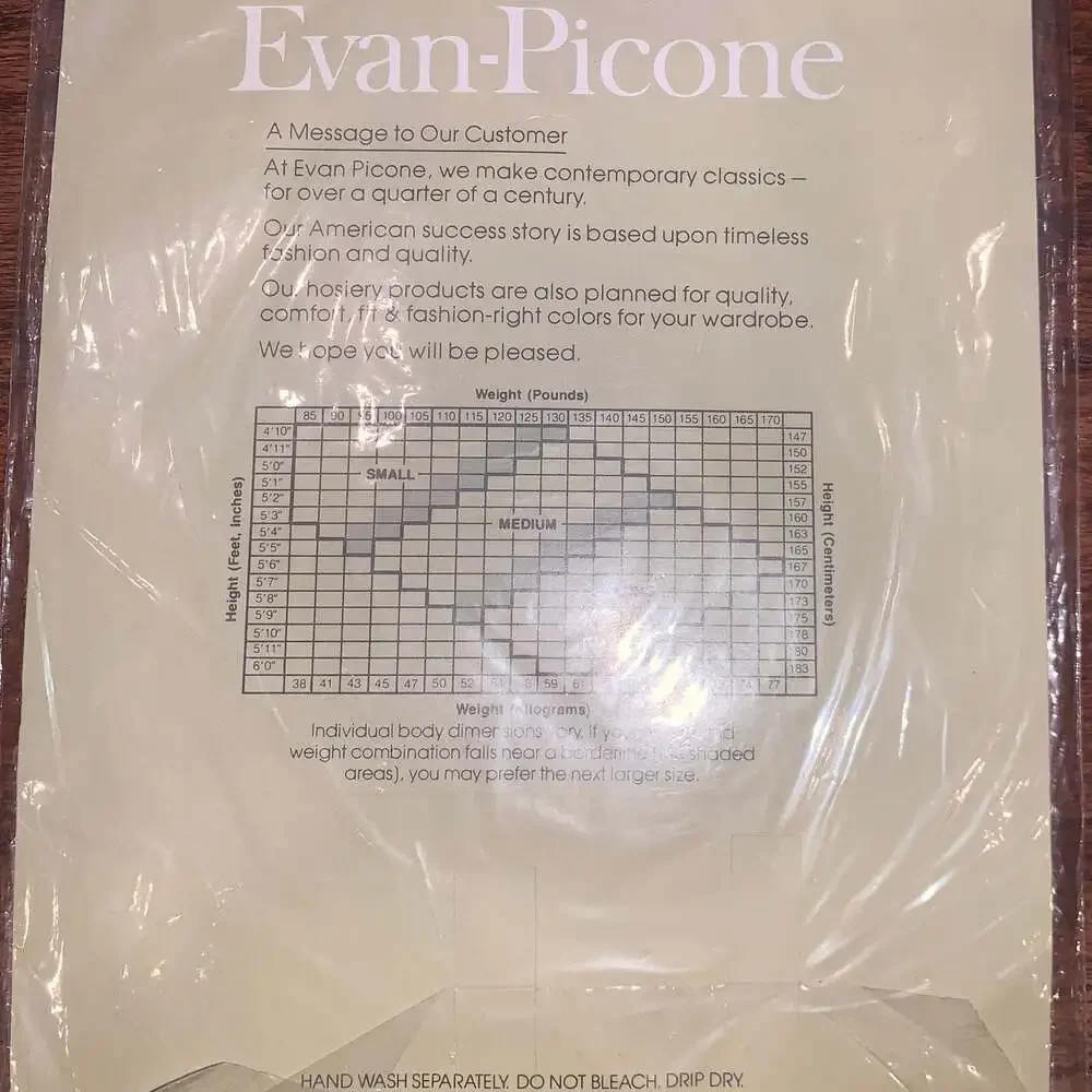 Evan Picone Pantyhose Beige Long Sandalfoot Control‎ Top NEW